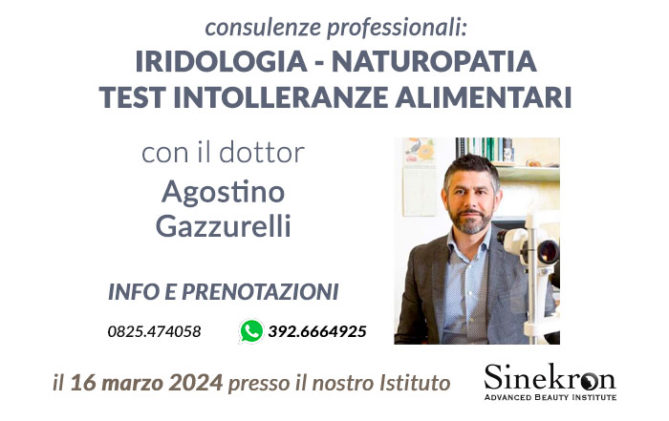 Il 16 marzo 2024 consulenze professionali in iridologia, naturopatia e test di intolleranze alimentari